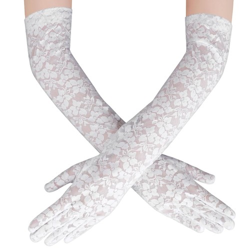 White lace gloves fingers - fingers,