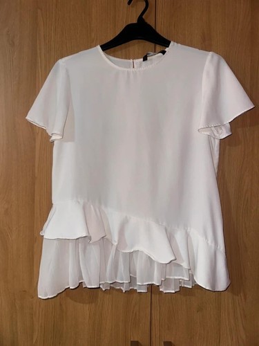 Zara white frill hem - frill, blouse