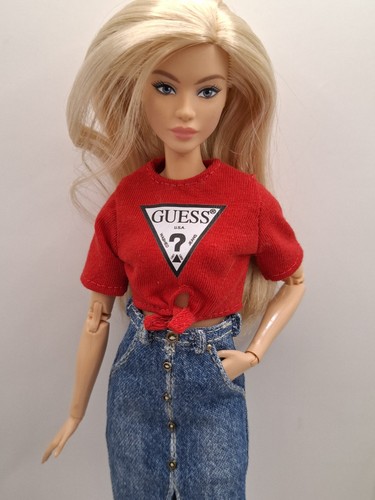 Denim long skirt - , red
