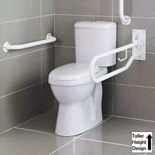 Bathroom Comfort Height Close Coupled Toilet & Soft Close Seat Push Button Flush