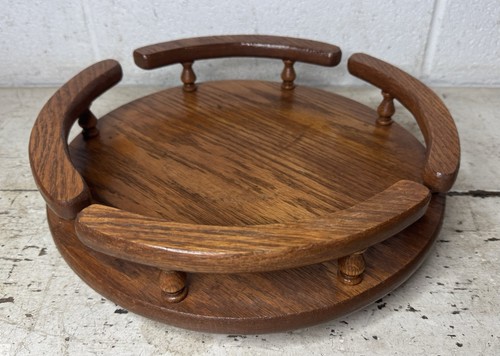 Vtg wooden oak lazy - vtg,