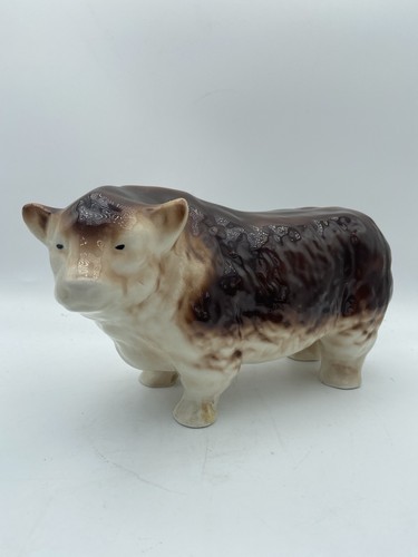 Ceramic hereford bull figure - bull,