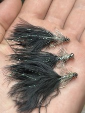 Eiretroutflies X3 Black And Sliver Humongous Lure Stillwater Trout Fly Size 10.