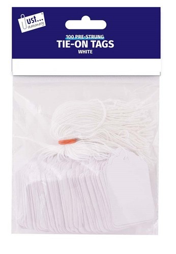 100 pre strung white tags - pre-strung,