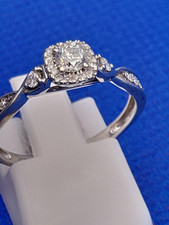 H Samuel 9 Carat White Gold 0.33 Carat Diamond Cluster  Ring Size N 1.8g