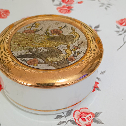 Chokin peacock trinket box - peacock,