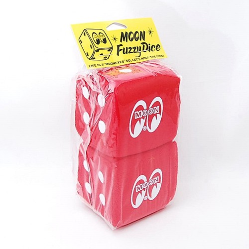 Mooneyes moon fuzzy dice red - fuzzy,