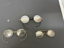Antique Vintage Pince Nez Eyeglasses Spring Loaded Gold Filled Frames  x 3 Pairs