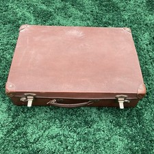 Vintage Brown Hard shell Metal Brown Suitcase for Display or Film Prop etc