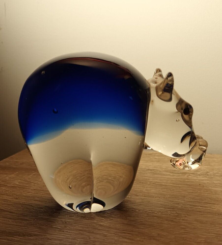Art glass hippo - art,