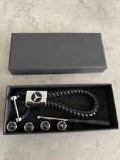 MERCEDES BENZ Luxury leather keyring keychain fob Gift box UK New!!