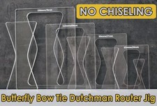 Butterfly Bow Tie Dutchman Router Jig Clear Acrylic - 4 SIZES - NO CHISELING