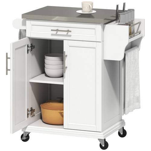 Homcom rolling kitchen cart - rolling,