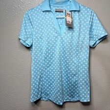 PGA TOUR GOLF CLOTHING Women's Essential Daisy Print Golf Polo Blue NWT Small