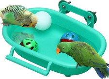 Budgie Bath Tub Bird Bath for Cage with 3 Balls Bird Water Bowl Bird Food Feede