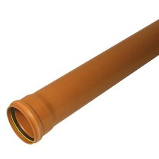 110mm Underground Drainage Pipe 3m Kayflow Plain & Single Socket End Terracotta