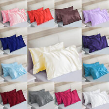 2 Pack Satin Silk Pillowcase For Hair & Skin Pillow Cases Cover Bedding Pair UK