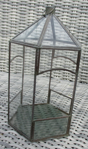 Vintage leaded glass terrarium - leaded,