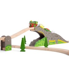 Bigjigs Rail Bronto Riser Toddler Dinosaur Toy Accessory for Wooden Train Track