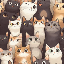 Cheeky Cats! 100% Cotton Fabric NEW Kitten Design Metres/Fat/Long Quarters Quilt