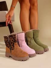 Womens Mid Calf Suedette Boots