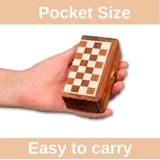 5'' Mini Pocket Wooden Folding Travel Chess Set with Magnetic Board & Chess