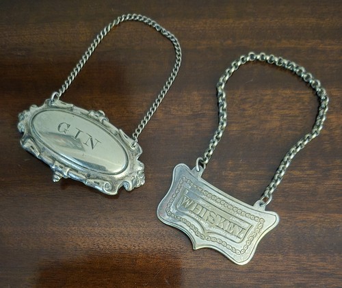Silver plated decanter labels - silver,