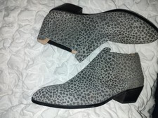 Joules Leather Leopard Grey Ankle Boots 6 Size New Tags