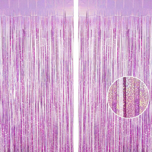 Light purple fringe curtain - purple,