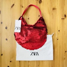 ZARA Red Sequinned Bucket Bag