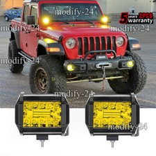Yellow 2PCS 4'' LED Work Lights Bar Spot Pods Fog Lamp Offroad Driving Truck SUV