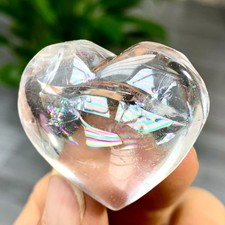 40G Natural rainbow white crystal heart mineral for spiritual healing