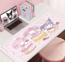 Kuromi & My Melody Desk Mat Sanrio Mouse Pad, Pastel Pink Kawaii Christmas Gift￼