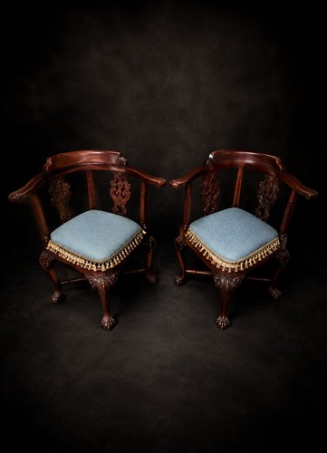 Antique corner chair pair - corner,