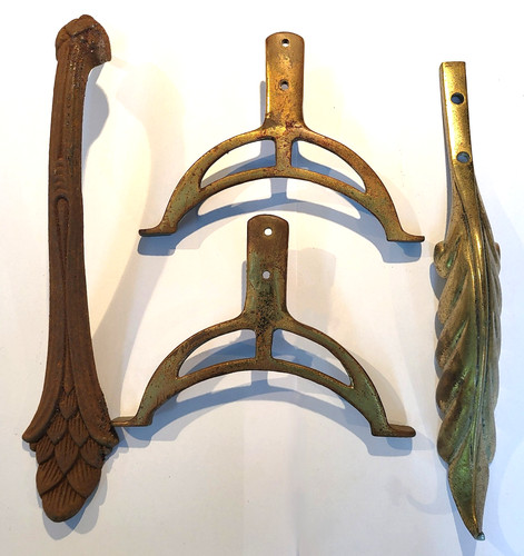 Pair antique brass - a, foot