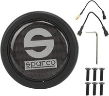 Car Steering Wheel Horn Button, 6 Holes Carbon Fiber External Horn Button Kits 