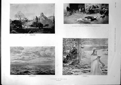 Antique print pictures dogs - antique,