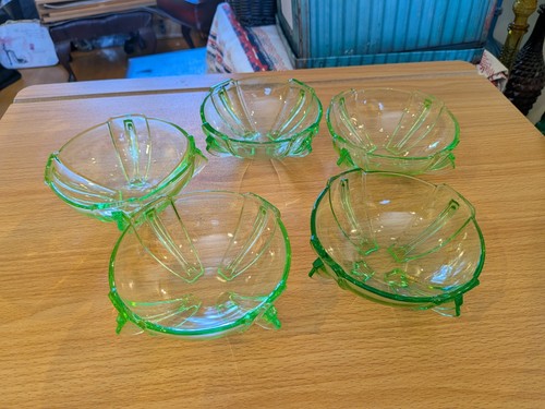 Uranium glass bowls - glass,