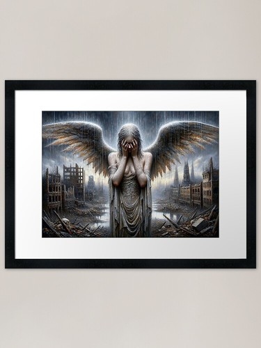 Crying angel framed art - art, print