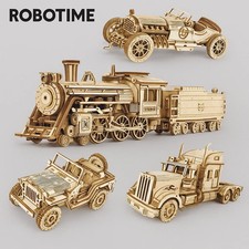 ROKR Robotime 3D Wooden Model Kits Train Car Truck Jeep DIY Mechanical Puzzle UK