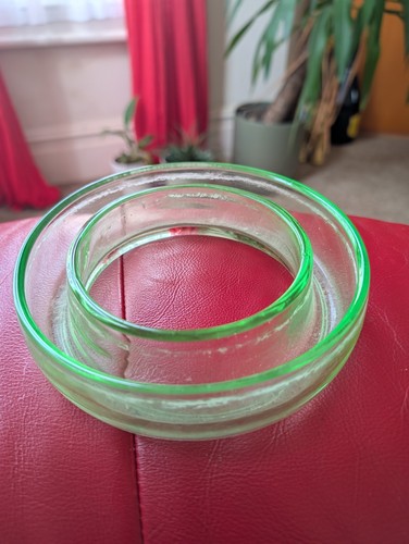 Vintage green glass posy bowl - glass,