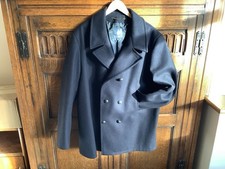 Mens Navy Blue Michel Beaudouin 100% wool Pea / Reefer Coat - Size 46-48” Chest 