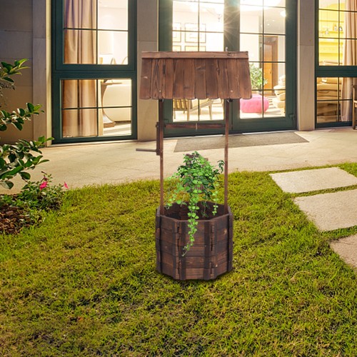 Wishing well planter wooden - well,