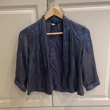 Topshop Navy Sequin Cropped