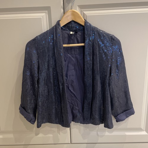 Topshop navy sequin cropped - navy,