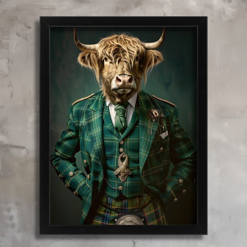 Highland cow green kilt - highland, in