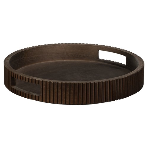 Wooden ribbed edge tray - wooden,