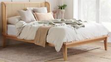 Oak and Rattan Winged Wood Wooden Bed Frame,Bedstead. 4ft6 double, 5ft King