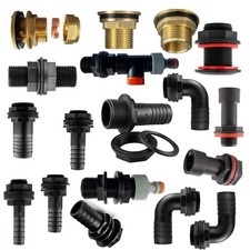 Universal Water Butt Connector Adapter - 1/2" to 2" Barb Tank Fitting Hose Tail