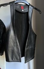 RoB Amsterdam Leather Waistcoat Vest BLuF Black (Red stripe) XS